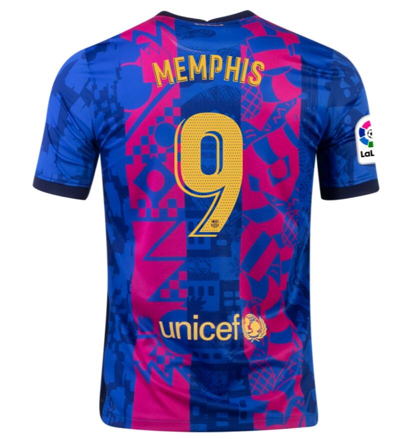 2021/22 Barcelona Football Kit Third Soccer Jersey with MEMPHIS DEPAY 9 printing